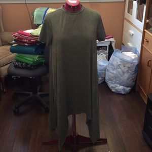 Army Green Suede Tunic Dress